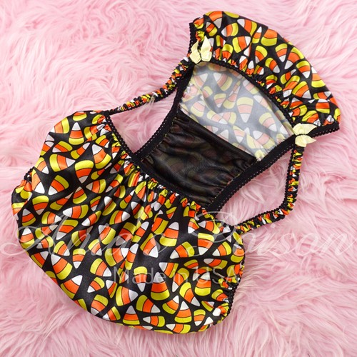 Bragas Halloween Sissy Satén HOMBRE Negro Caramelo Maíz Brillante Cuerda Bikini M-XXL - Imagen 3 de 6