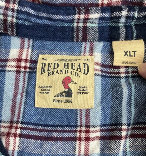 Red Head Brand Shirt Men’s Sz XLT Plaid Flannel Blue Thick Cotton Y2K Outdoor - Picture 5 of 9