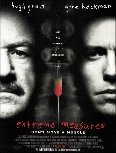 Gene Hackman Hugh Grant 1996 Extreme Measures Castle Rock anuncio de película - Imagen 1 de 3