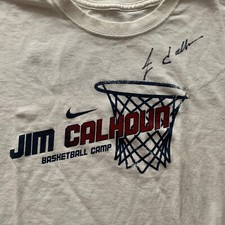 T-shirt Nike dédicacé signé Jim Calhoun UCONN Huskies jeunesse XL JUST DO IT