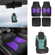 Universal Fitment Floor Mats Auto Car Suv Van Rubber Purple Black W Free Gift
