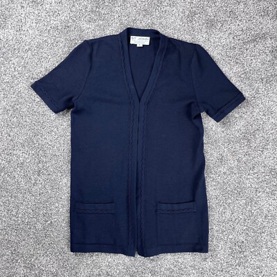 ST.JOHN Collection Damen Strickjacke Größe S/M dunkelblau Kurzarm Luxus
