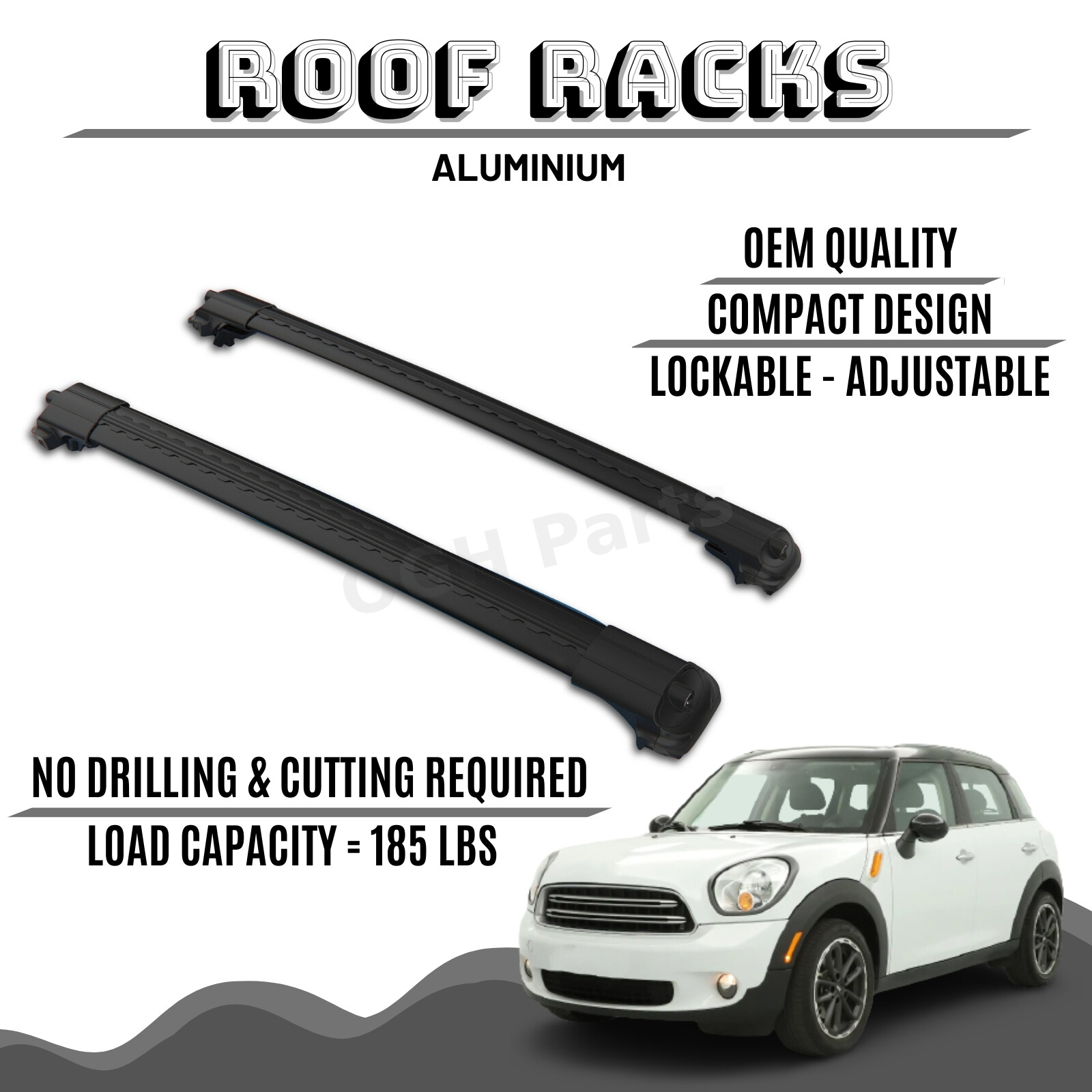 ALUMINIUM ROOF RACK BAR CROSS BARS RACK FOR MINI COOPER COUNTRYMAN R60 2011-2016