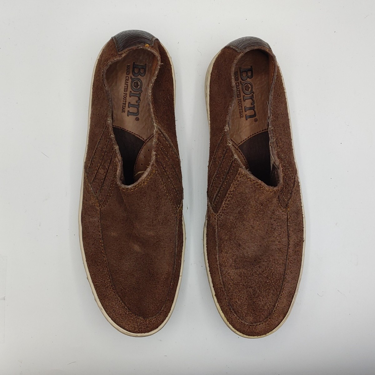 Born mens 8.5 Fits like 9-9.5 Brown Suede Leather Slip On  display picture 1