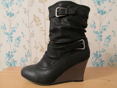 Libra Pop Womens Gorgeous Black Wedge Heel Ruched Buckle Ankle Boots New 6 6 5 Ebay Libra Pop Womens Gorgeous Black Wedge Heel Ruched Buckle Ankle Boots New 6 6 5 Ebay