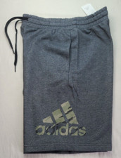 adidas Men's Athletic Terry Shorts Medium Dark Grey Tiger Camo Badge of Sport