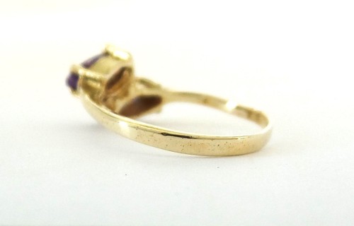 14K Solid Yellow Gold Purple Stone Ring Band - Size 1.35 - Picture 5 of 20