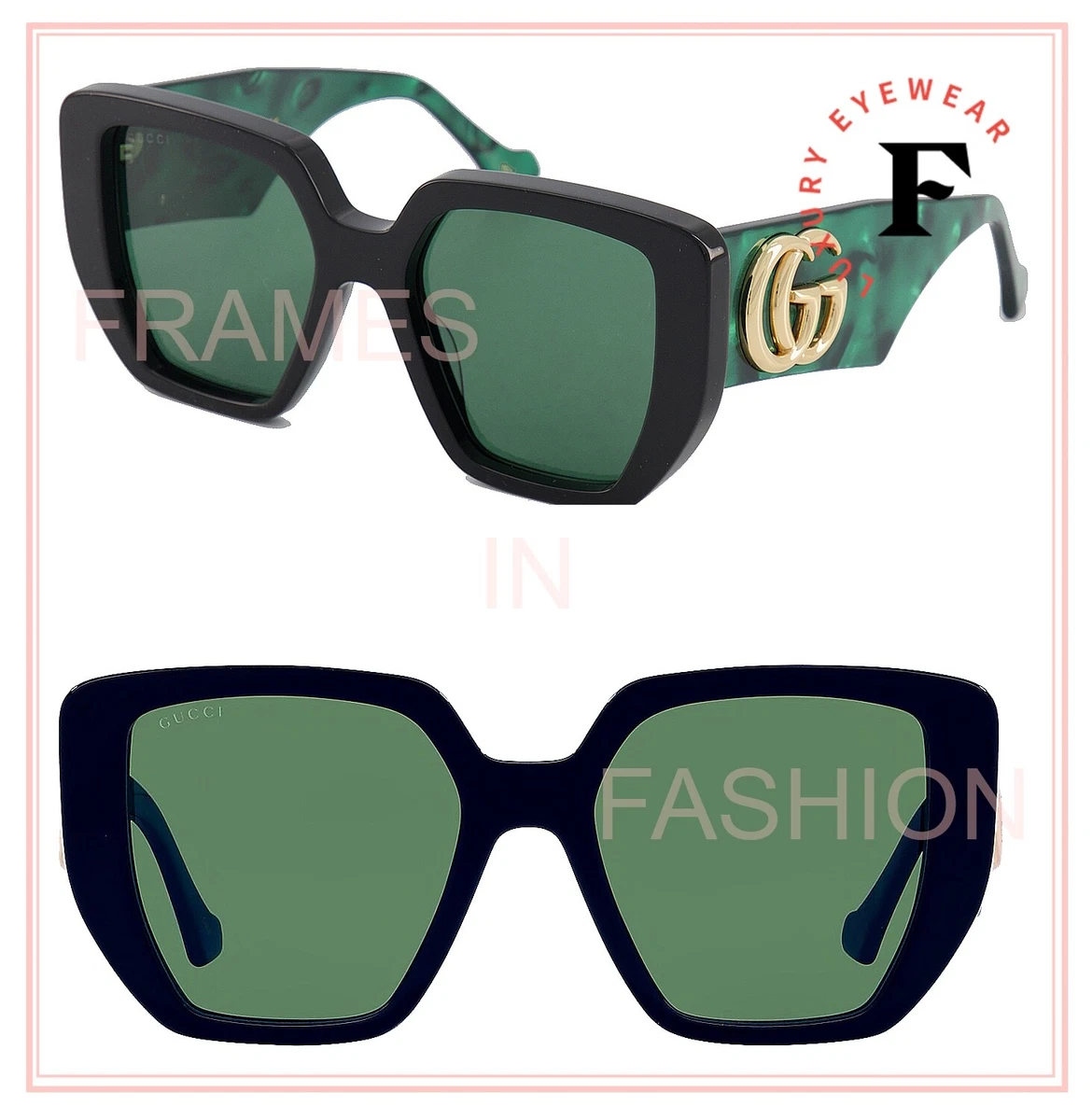 Gucci GG0956S 001 Sunglasses Black/Green