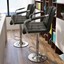 set of 2 adjustable swivel bar stools dining chair counter height leather brown