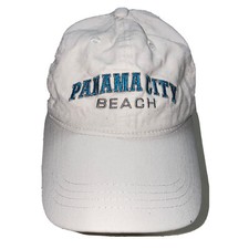 Panama City Beach Florida PCB Embroidered Youth Hat Denim White Strapback Cap