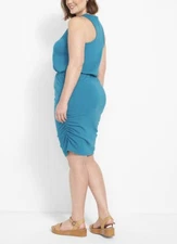 LANE BRYANT women Plus Size 24 Sheath Dress  Blue Sleeveless Stretch Shaper Slip