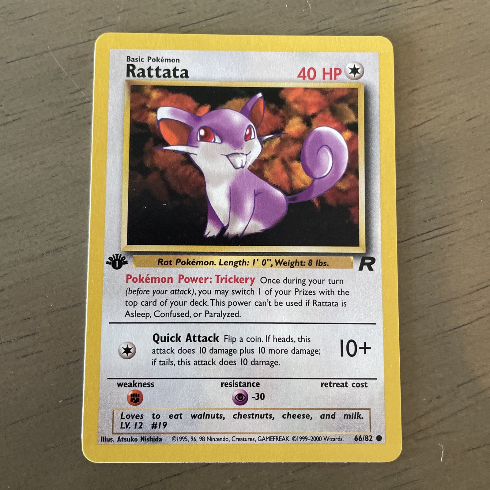 RATTATA Pokemon Card - WOTC - 1st Edition - Team Rocket - 66/82 NM Near Mint 1X