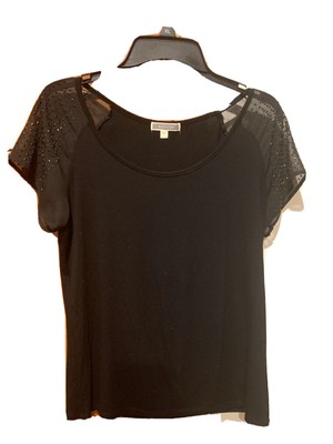 sheer black top short sleeve