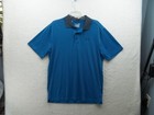 Under Armour Loose Mens Blue & Gray Striped Polyester Polo Shirt Size L