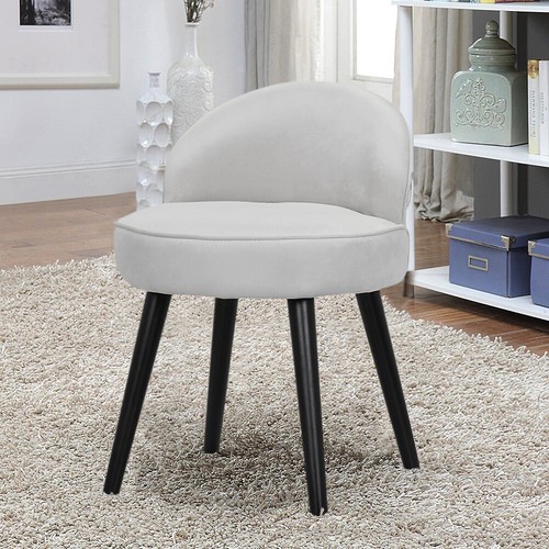 Velvet Upholstered Vanity Stool Dressing Table Makeup Chair Living Room Bedroom - Picture 2 of 21