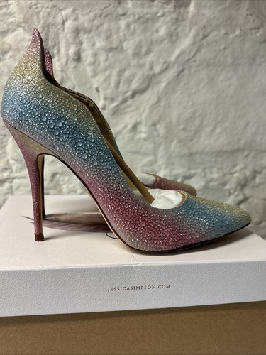 Jessica Simpson Women's Wayva Rainbow Embellished Bedazzled Pumps Size 8.5M WOW! - Picture 5 of 16