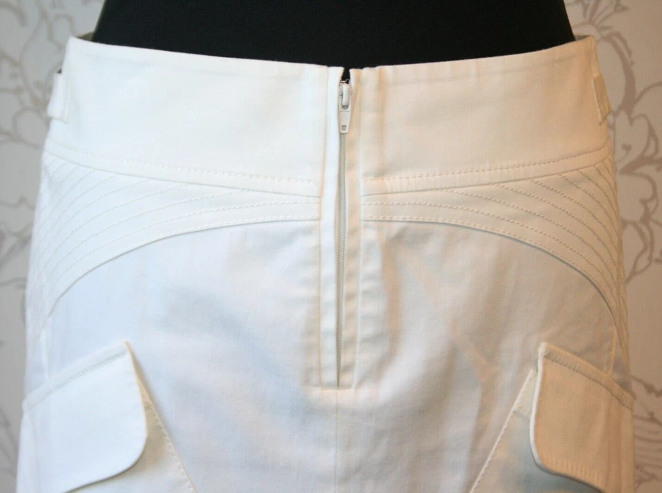 Falda ALESSANDRO DELL'ACQUA Ranura Alta Elastizada-Algodón Bolsillos/Hebillas Blanca IT40. Foto 4 de 4