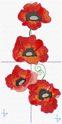 Machine embroidery design Poppy Flowers filled stitch border pattern - Picture 6 of 11