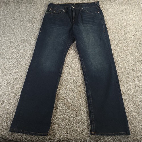 True Religion Ricky Relaxed Straight Flap Mens 36 x 32 Blue Denim NWT Msrp $159