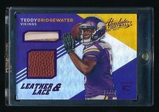 TEDDY BRIDGEWATER 2014 ABSOLUTE LEATHER AND LACES FOOTBALL PURPLE RC 07/20