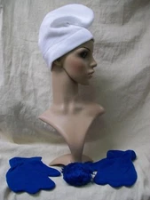 Adult Costume Set White Hat Blue Gloves Tail Smurf Gnome Smurfette Smurfs Sm Med