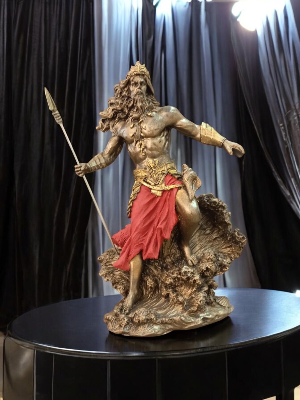 Estatua de Poseidón, dios griego del mar, estatuilla de Neptuno, escultura hecha a mano 30 cm