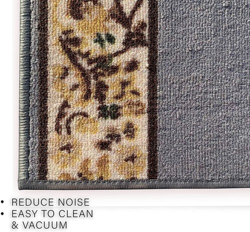 Sondergröße Läufer Teppich Blumenrand Design Grau Farbe 26"&31" nach Ihrer Länge - Bild 6 von 6