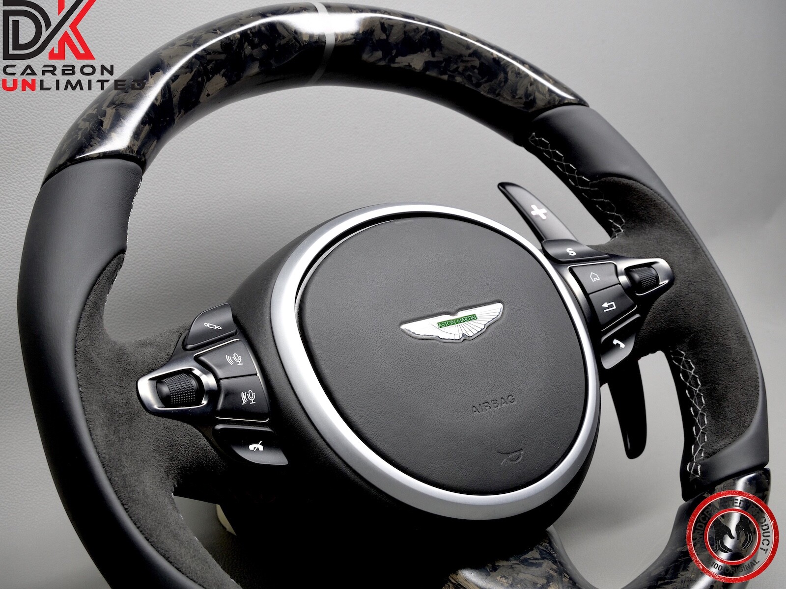 Aston Martin DB11 Vantage DBS Silver Ring Matte Forged Carbon Steering Wheel v3