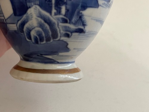 Antike chinesische Porzellanvase aus dem 18./19. Jahrhundert blau & weiß goldfarbene Highlights - Bild 13 von 16