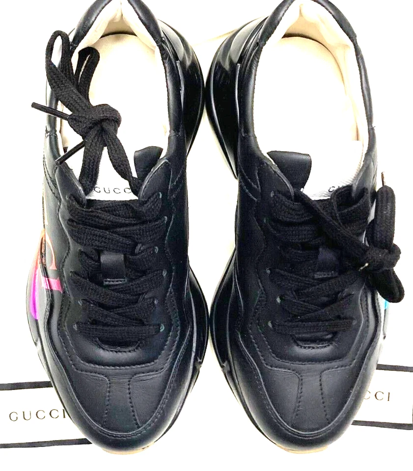 Tênis Feminino Preto Gucci Rhythmon Logotipo Arco-íris Tamanho 34 - Imagem 4 de 4