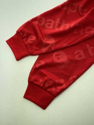 Bathing Ape 長袖サッカーシャツ Lサイズ レッド A BATHING APE 'カレッジロゴ'ボーダー 長袖 Tシャツ L/S TEE L