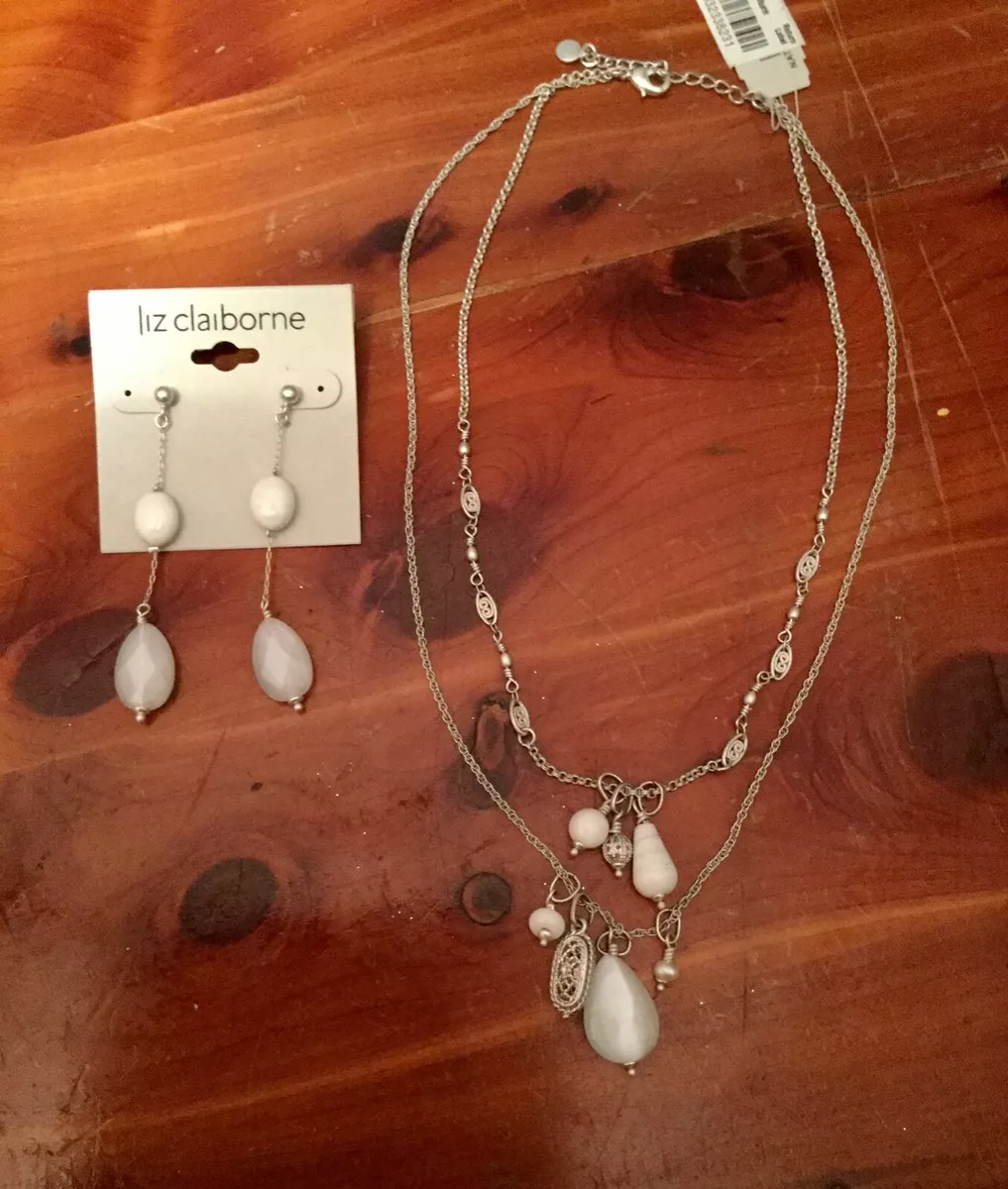 Liz Claiborne Macy s Two Piece Double Strand Necklace Earrings