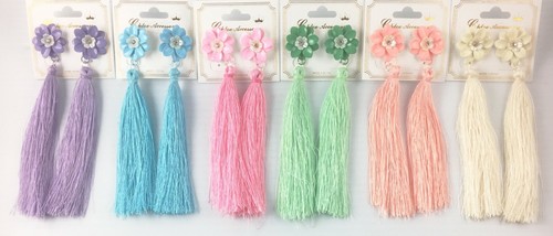 Fashion Boho Dangling Long Tassel Earrings Assorted Colors Women Dangle Earrings - Picture 1 of 7
