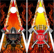 Firefighter Flames LAMINATED Cornhole Wrap Bag Toss Skin Decal Sticker