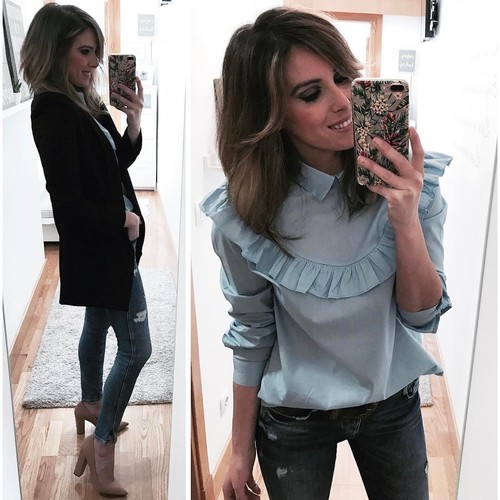 S Shirt Size Sold Blue Small Bloggers Boho Out Blouse q6Uv07w