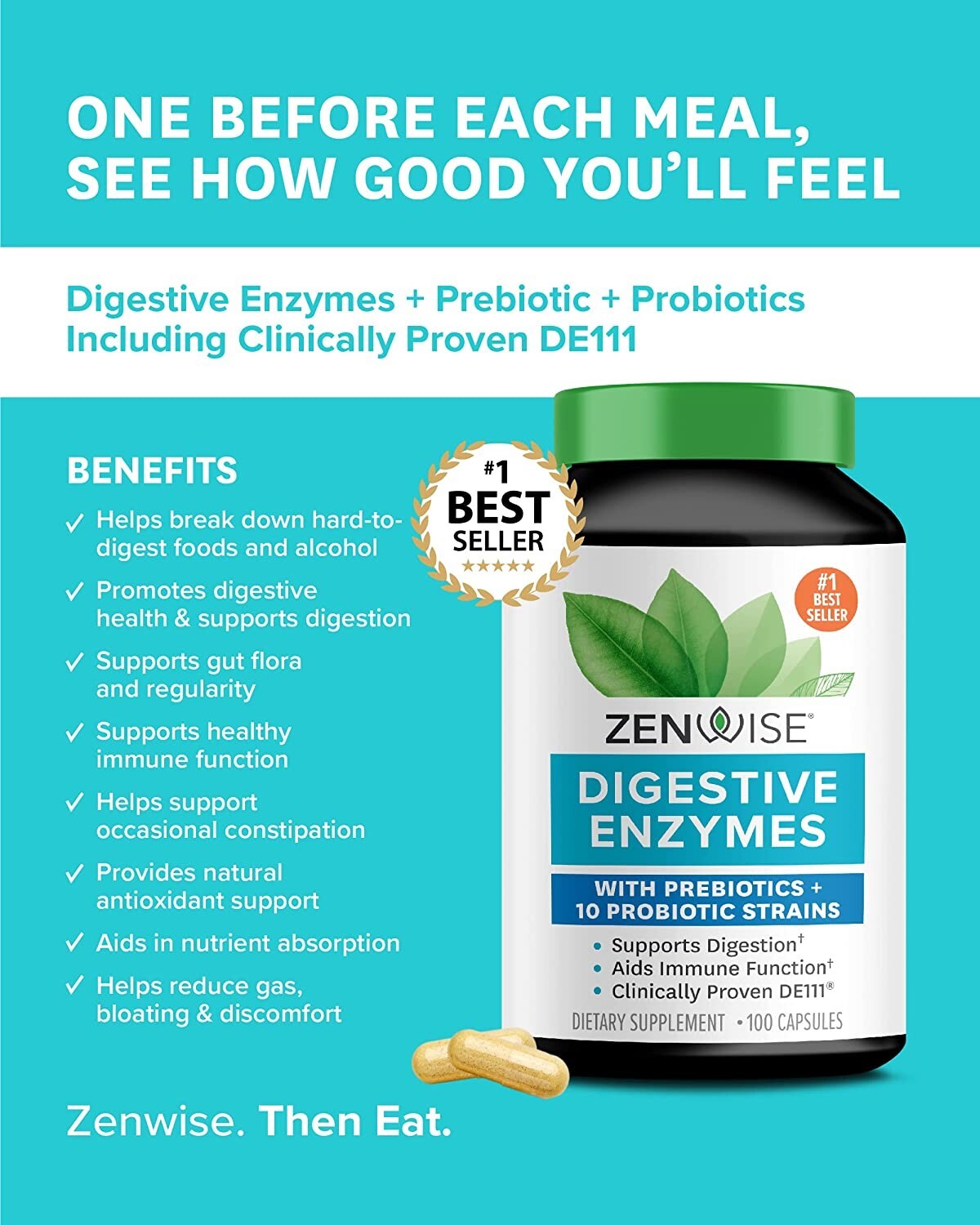 Zenwise Health Daily Digestive Enzymes with Prebiotics + Probiotics