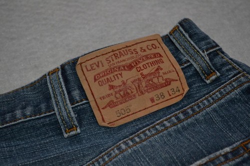 47355-a Levis 505 Jeans Classic Straight Made In Mexico Blue Size 38 x 34 Mens - Picture 8 of 10