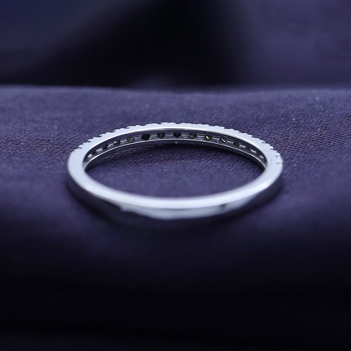 1/4ct Natural Black Diamond Eternity Engagement Wedding Band Ring 10K Gold - Picture 7 of 13
