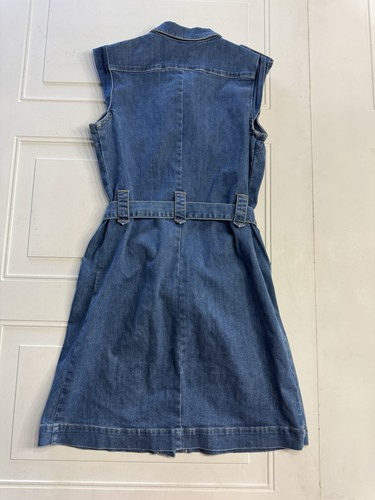 MASSIMO DUTTI Sleeveless Cotton Button Up Belted DENIM MIDI DRESS Blue Size 4 - Picture 7 of 7