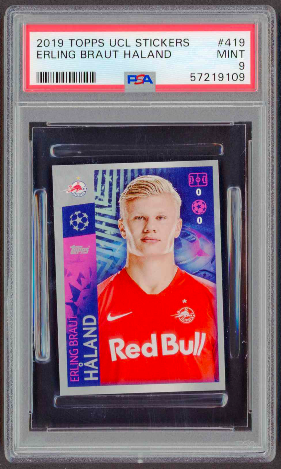 2019-20 Topps UEFA Champions League Stickers #419 Erling Bride Haland PSA 9