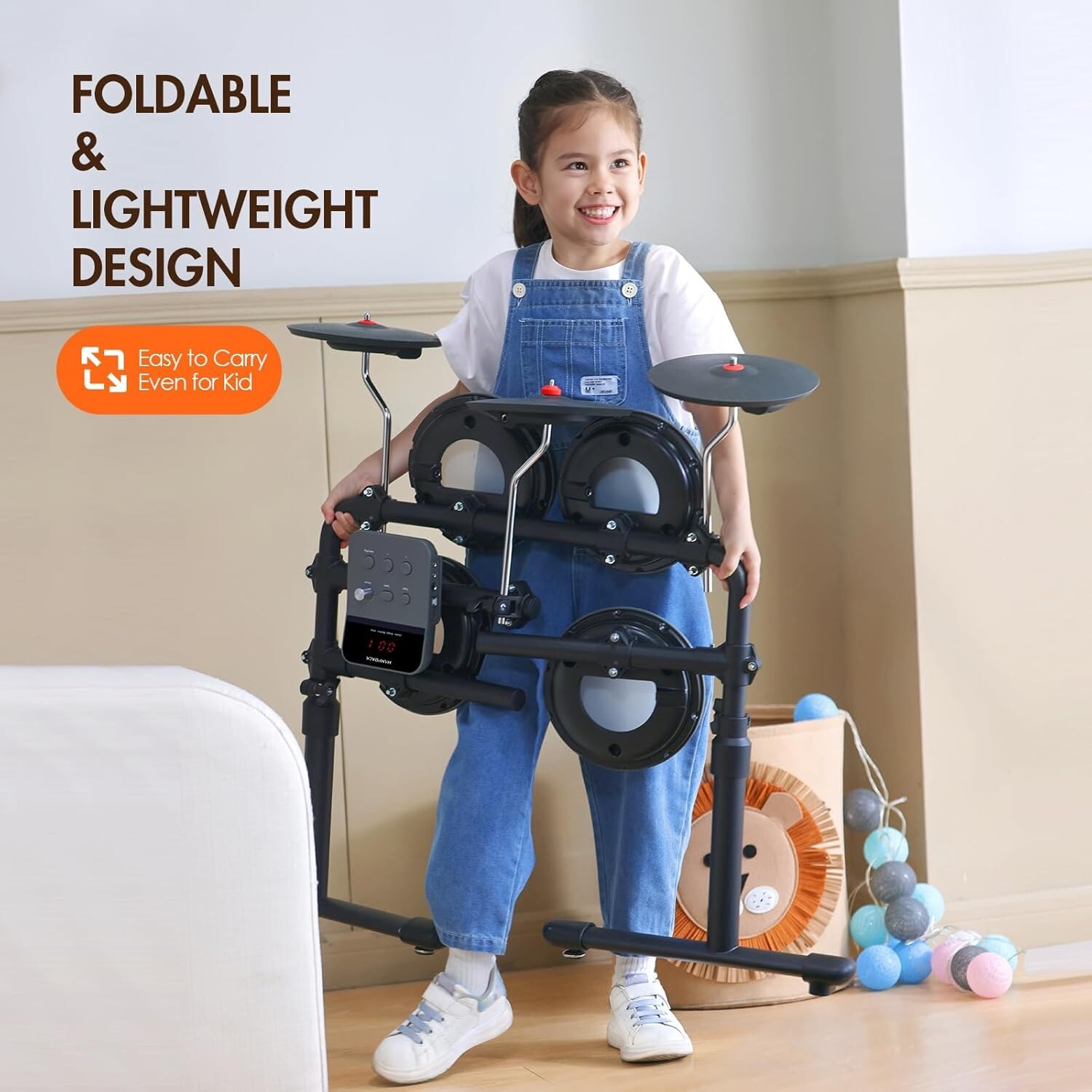 MK-0 PRO Electric Drum Set with Bass Drum+Drum Throne+Drum Sticks+Drum Headphone