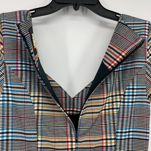 Anthropologie Moulinette Soeurs Kleid Damen Größe 4 Finley kariert V-Ausschnitt A-Linie - Bild 14 von 15