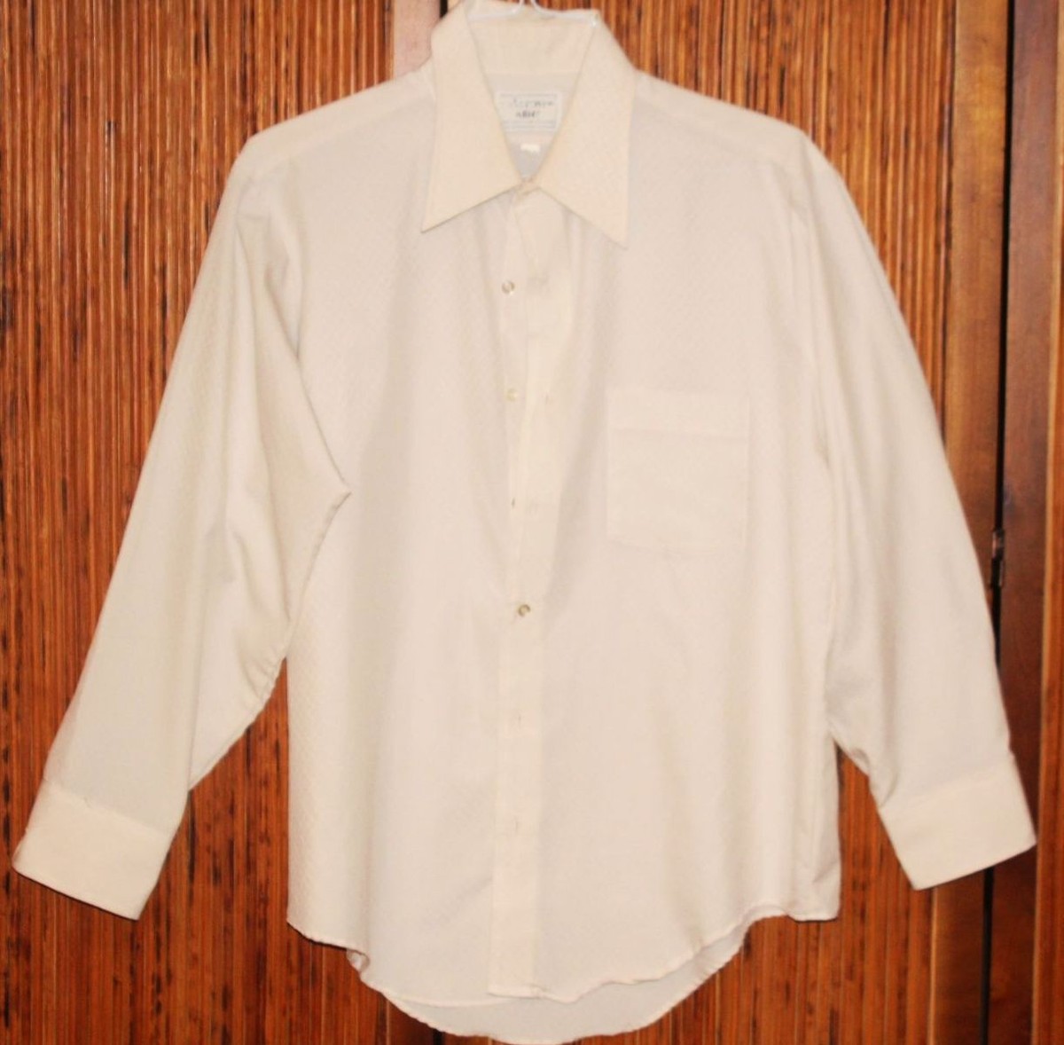 シャツ Vintage Arrow Kent MCM 1960s 70s Long Sleeve Shirt Cream Chex