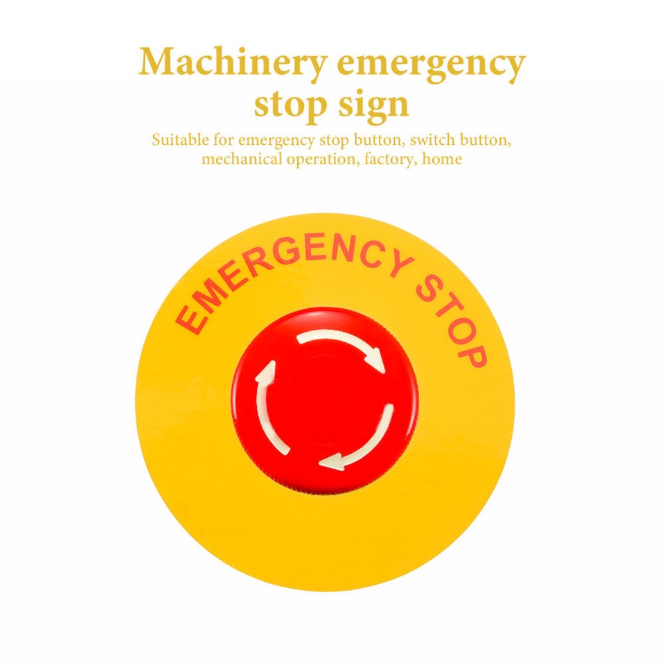 4 Pcs Caution Emergency Stop Sticker Sign Label Industrial Equipment eBay