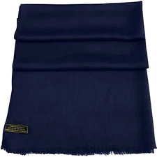 CJ Apparel Solid Color Dark Blue Nepalese Fringe Shawl Seconds Wrap Pashmina NEW