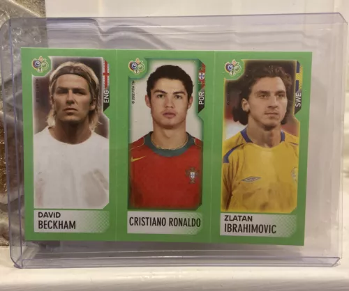 2006 World Cup Panini Mini Sticker CRISTIANO RONALDO, BECKHAM, IBRAHIMOVIC NM📈