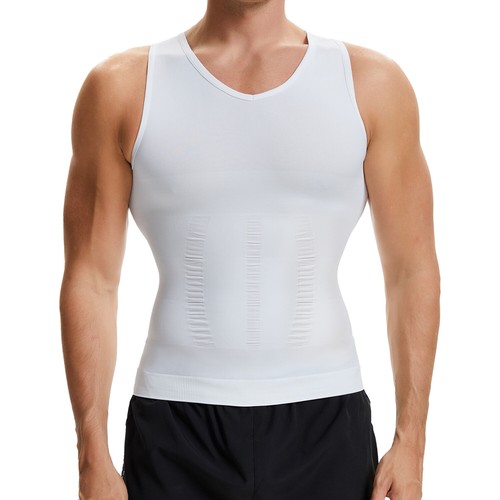 Men's Belly Slimming Tummy Control Compression Muscle Shaper Tank Top Vest Shirt - Picture 31 of 32