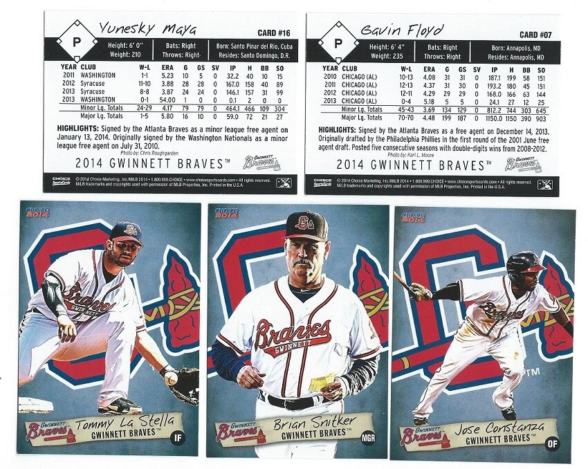 2011 2012 2014 Choice Gwinnett Braves Minor League Baseball card PICK Player - Image 3 of 4