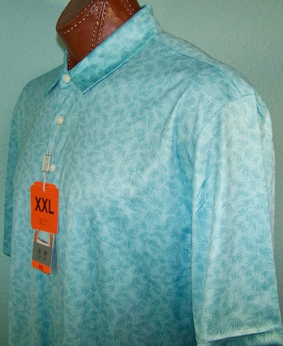 GREG NORMAN Golf s/s Moisture WICKING POLO sz 2XL PALM PRINT-GREEN - Picture 2 of 2