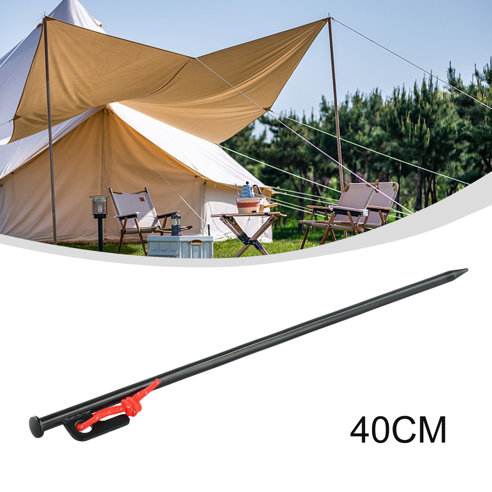 20/25/30/40cm Metal Tent Beach Canopy Camping Stakes Peg /With Rope Ground Nail